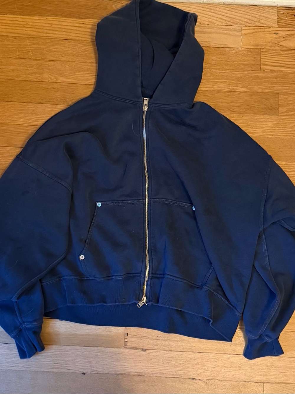 Abercrombie & Fitch Navy Full-Zip Hooded Sweatshirt
